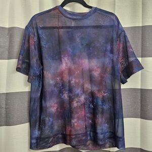 Athleta Oversized Mesh T-Shirt Top-Short Sleeve-Purple Blue Pink- XS